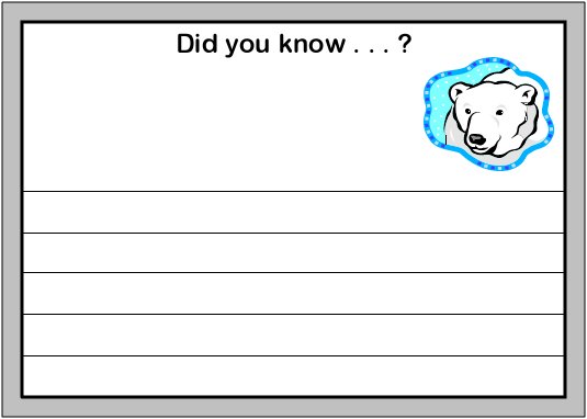 a space to write facts about polar bears