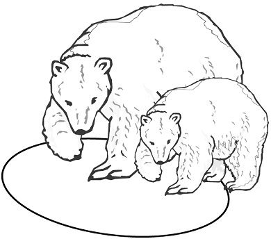 a mother polar bear and her cub