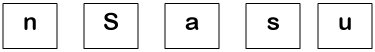 the letters - n, S, a, s, and u