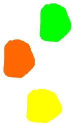 green, orange, and yellow playdough.