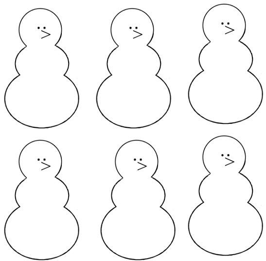 six snowman flashcards