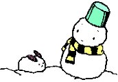 a snowman and a rabbit