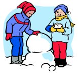 two kids making a snowman