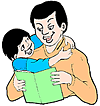 graphic - father reading to son