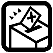 graphic - drawing of a ballot and a ballot box