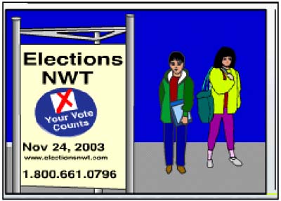 graphic - sign showing information on Elections NWT