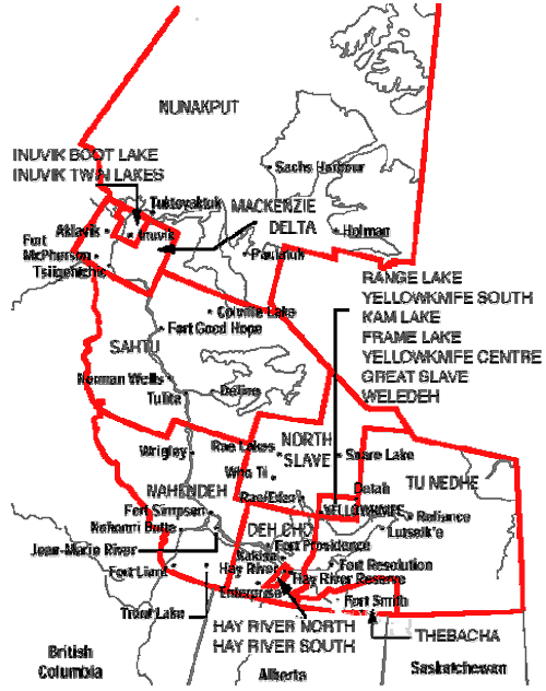 graphic - constituency map of the Northwest Territories