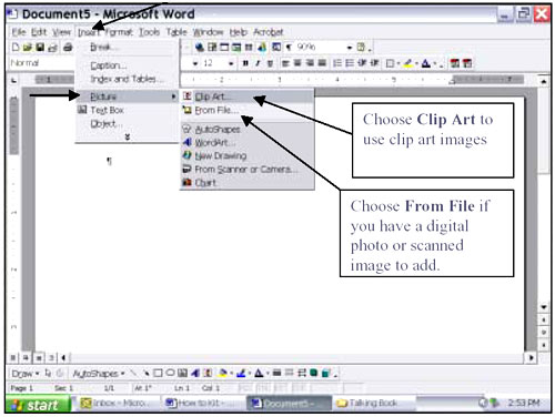 graphic - copy of a Microsoft Word menu 