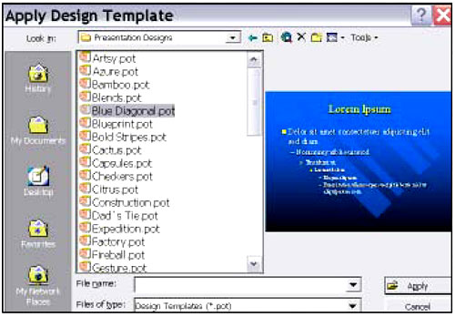 graphic - copy of a Microsoft PowerPoint menu