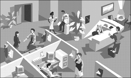 Drawing: office scene
