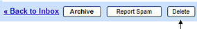 email toolbar showing Back to Inbox link, Archive button, Report Spam button and Delete button