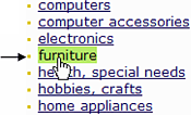 Buy and sell list of items with furniture highlighted