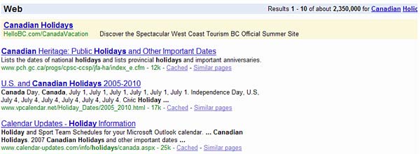 Search results for Canadian Holidays