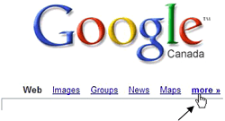 Google.ca menu bar listing Web, Images, Groups, News, Maps, more