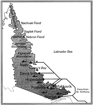 graphic of a map of North Coast of Labrador