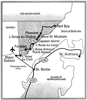 graphic of a map of Labrador Straits