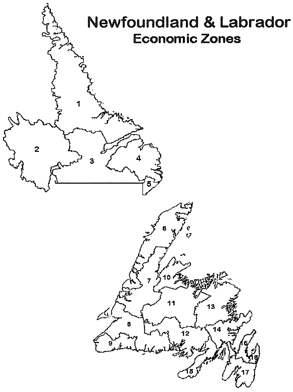 graphic of a map showing Newfoundland and Labrador Economic Zones
