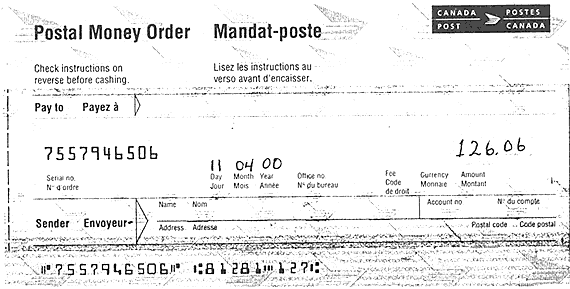 graphic of a postal money order