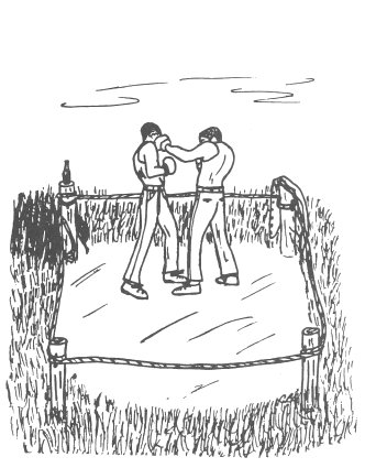 Illustration of Yvon boxing in a ring