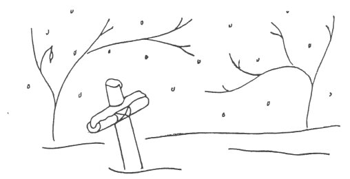 Illustration of a cross marking the grave of Ryan