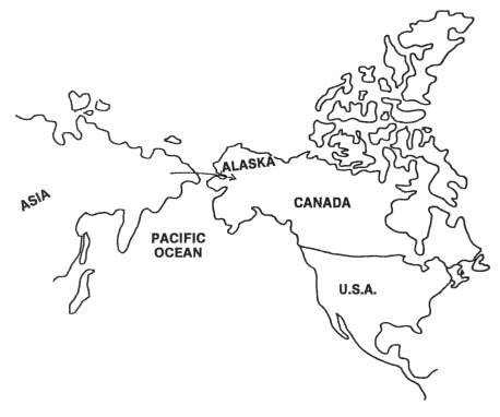 Possible route of how natives spread throughout North America