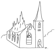 A church on fire