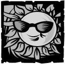 a sunflower with sunglasses on