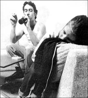 Girl curled up on couch