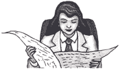 clipart graphic - female reading a newspaper