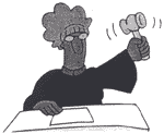 clipart graphic - judge waving a gavel