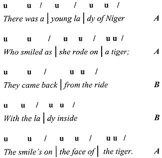 graphic - text of a limerick and its rhyme scheme