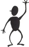 graphic of a man waving his hand above his head.