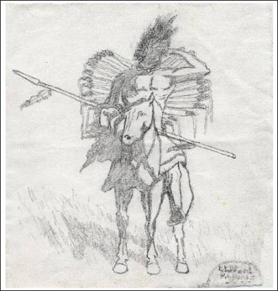 graphic: A drawing of a native man on his horse.