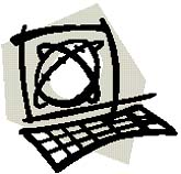 graphic - drawing of a stylizied computer monitor and keyboard