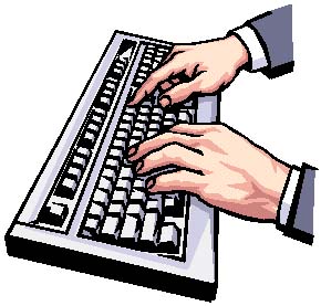 graphic - drwaing of two hands on a cupter keyboard