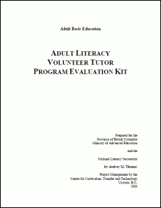 graphic - cover of Adult Literacy Volunteer Tutor Program Evaluation Kit