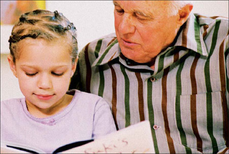 grand-father with his little girl