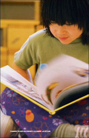 little girl reading a book