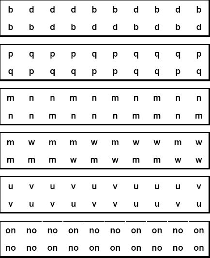 Boxes with like letter loops.