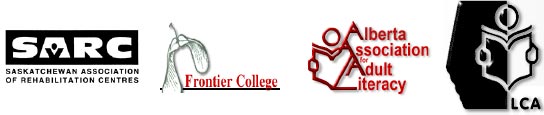 SARC, Frontier College, Alberta Association for Adult Literacy and LCA logos