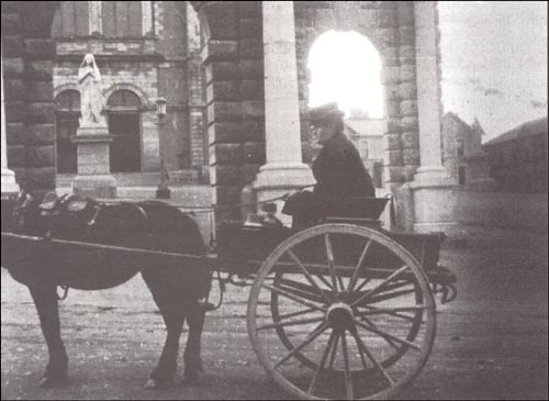 photo of a woman in a horse drawn cart