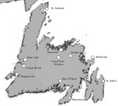 Map of Newfoundland and Labrador
