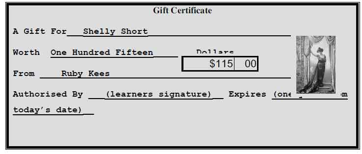 gift certificate