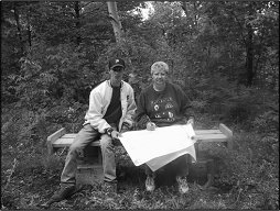 Grandson and Grandmother sitting outside