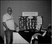 a man showing a display