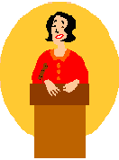graphic of a women doing a speach