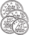 graphic of two quarter, a penny and a dime