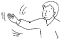 graphic of a person waving is arm toward him