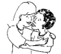 graphic of a person kissing each other on the cheek.
