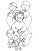 graphic of a Older people living with her children or grandchildren.
